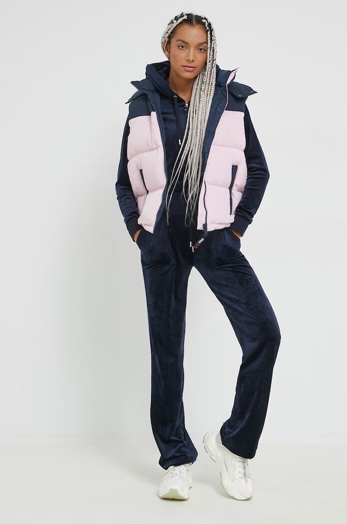 Juicy Couture Спортен панталон в тъмносиньо с изчистен дизайн