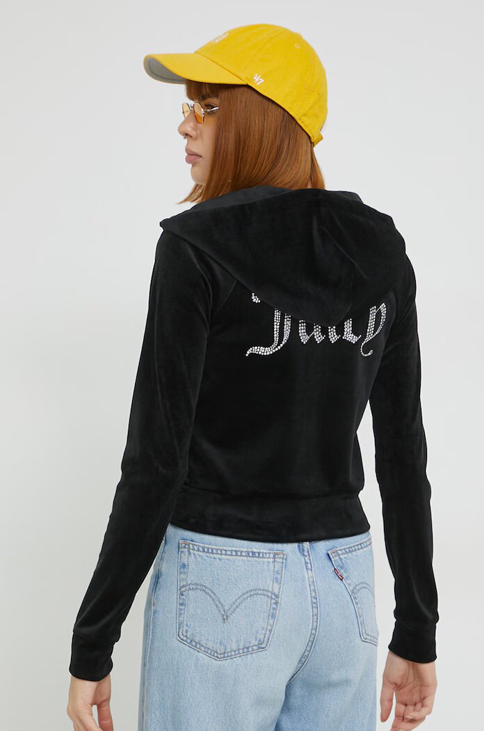 Juicy Couture Суичър в черно с качулка с апликация