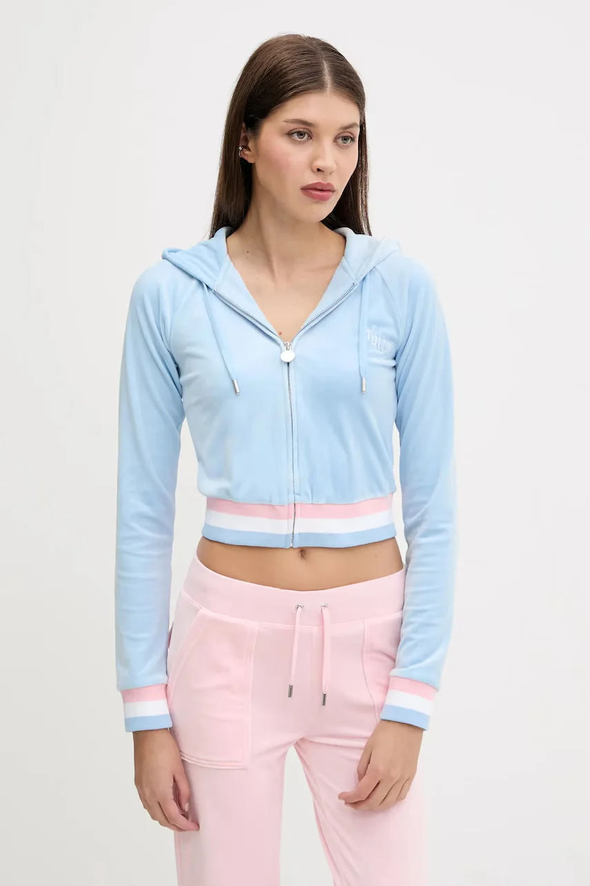 Juicy Couture Суичър VELOUR CROPPED STRIPE HOODIE