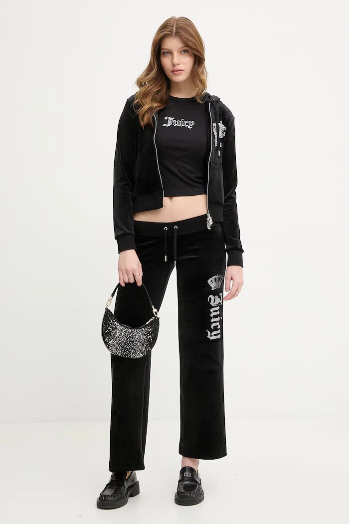 Juicy Couture тениска дамска с модал JC BABY TEE черна JCWCT126317
