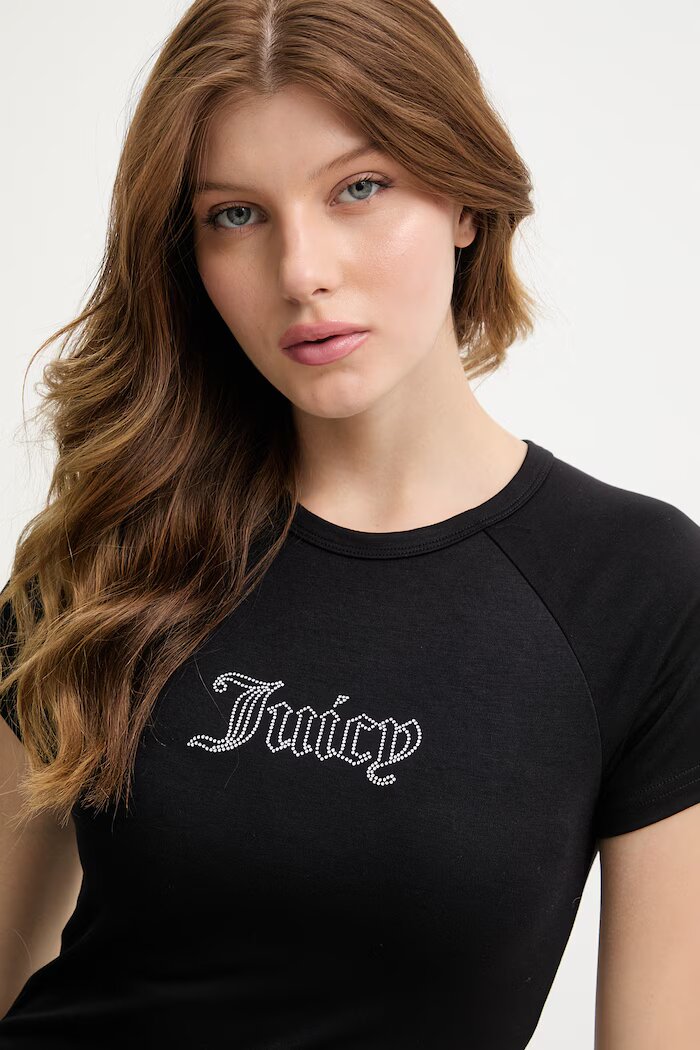 Juicy Couture тениска дамска с модал JC BABY TEE черна JCWCT126317