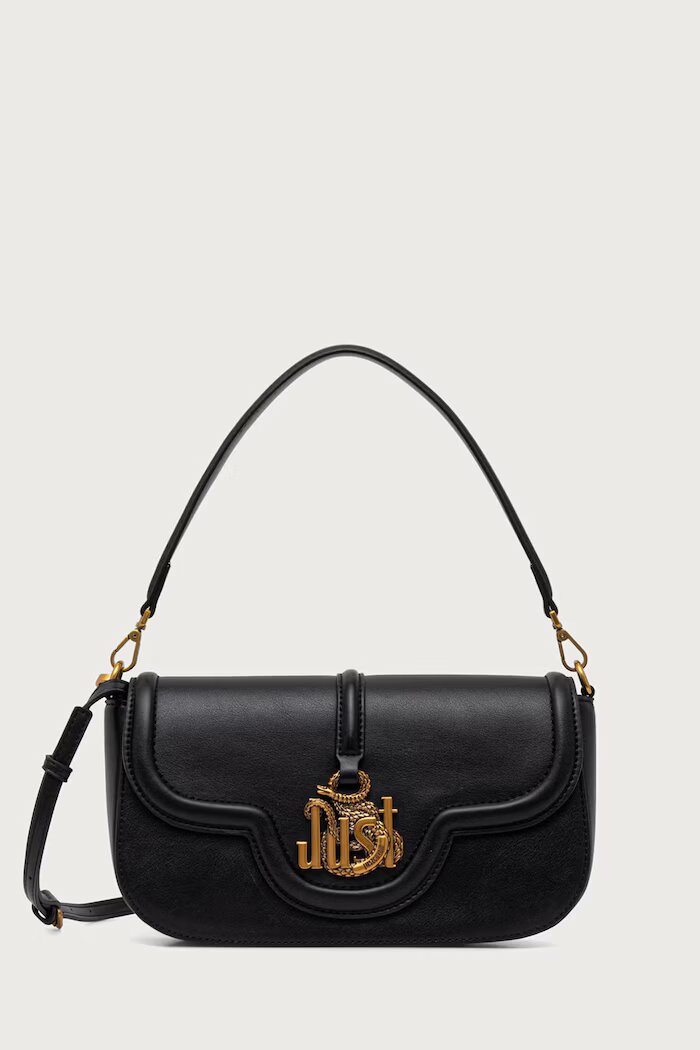 JUST CAVALLI чанта crossbody дамска от имитация на кожа черна 81RA4BN3 ZS749