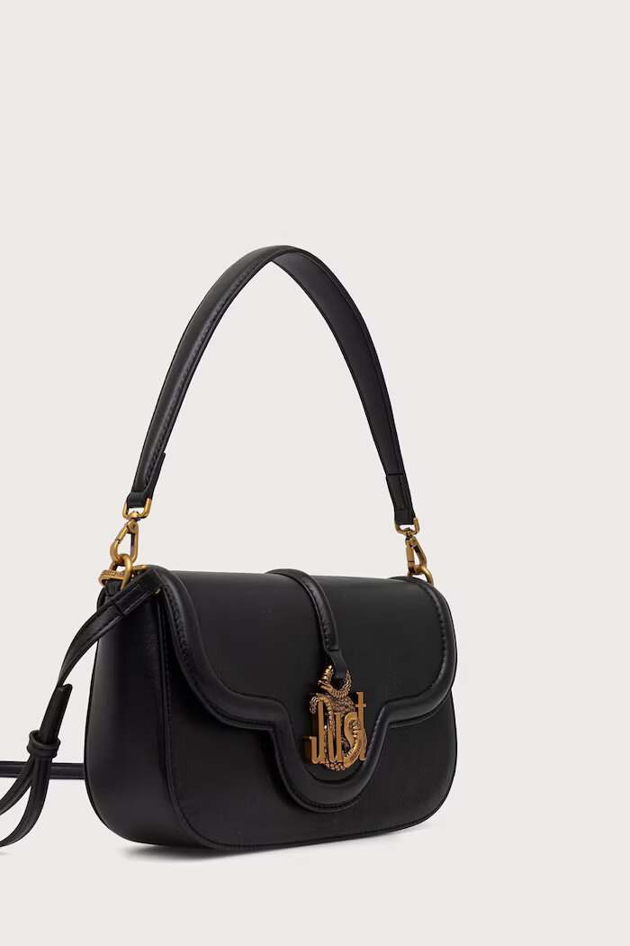 JUST CAVALLI чанта crossbody дамска от имитация на кожа черна 81RA4BN3 ZS749