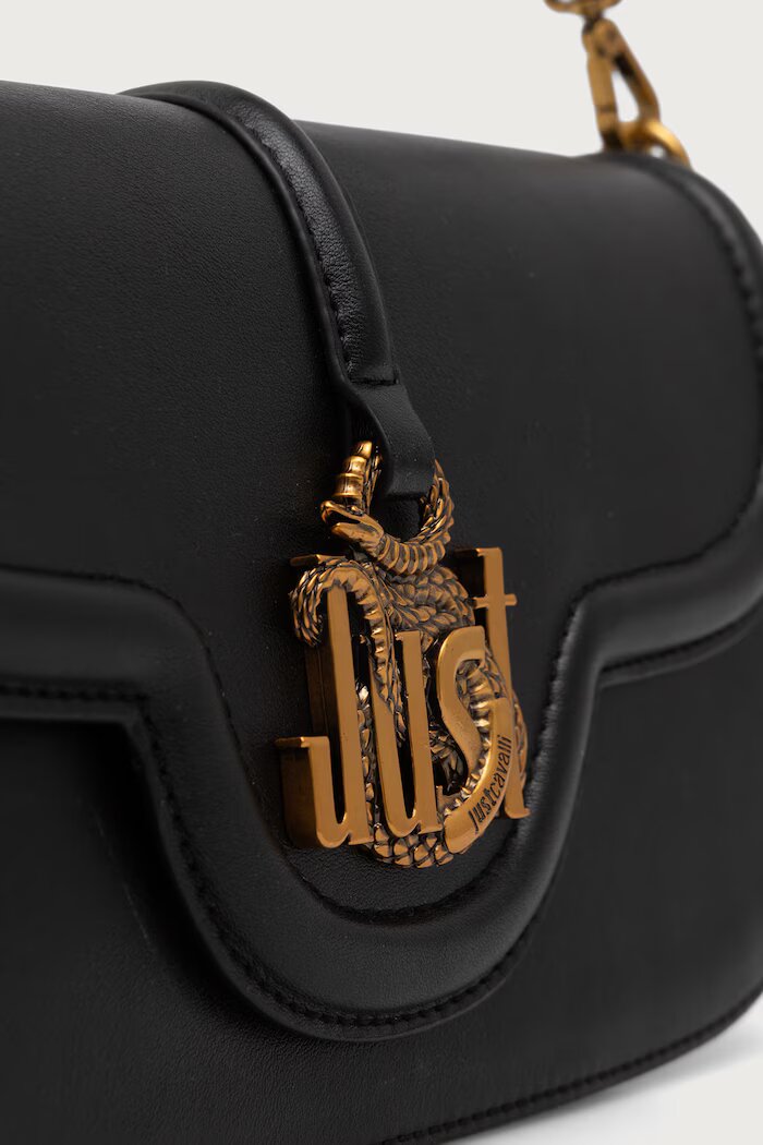 JUST CAVALLI чанта crossbody дамска от имитация на кожа черна 81RA4BN3 ZS749