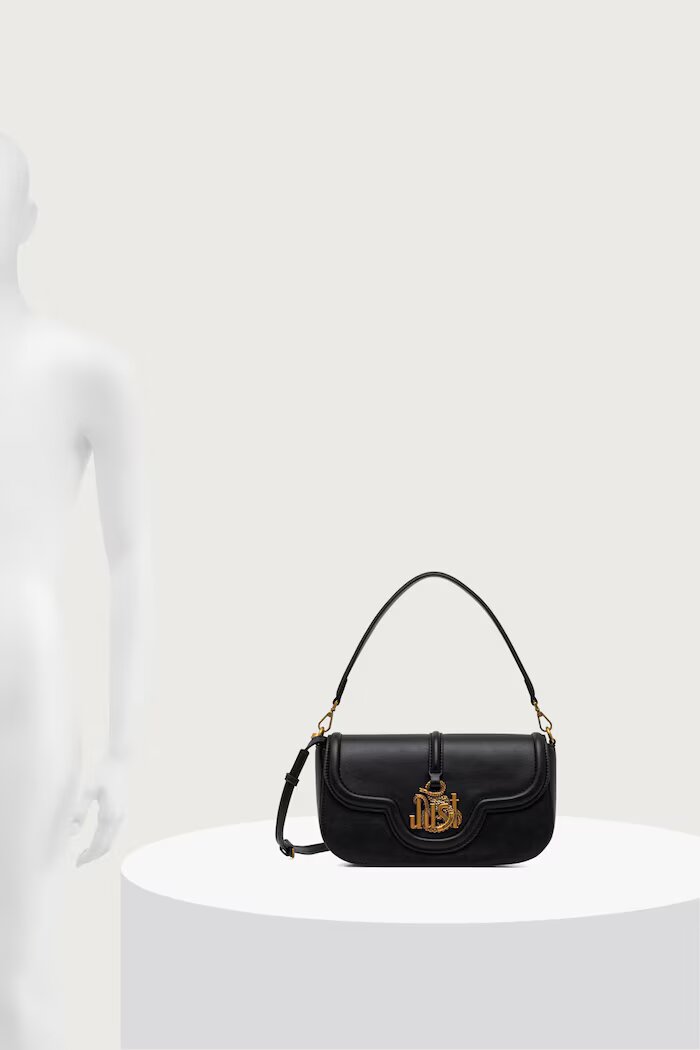 JUST CAVALLI чанта crossbody дамска от имитация на кожа черна 81RA4BN3 ZS749