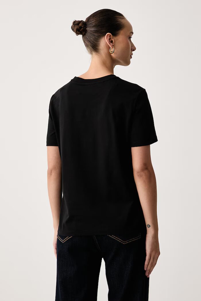 JUST CAVALLI тениска дамска от памук черна 81PAHF02 CJ800