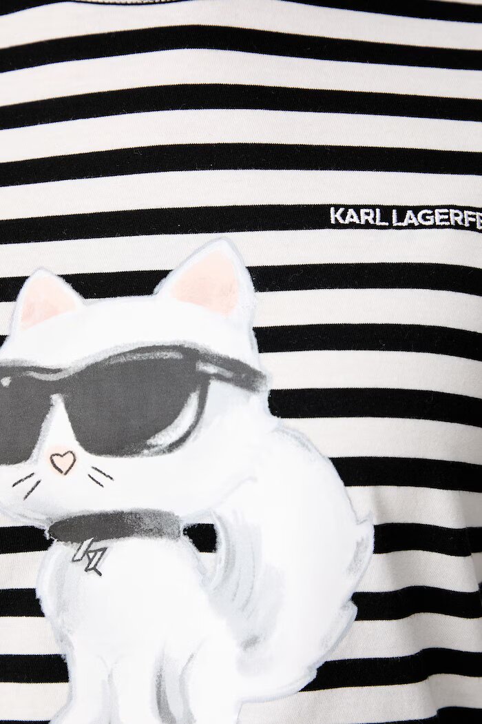 Karl Lagerfeld блуза с дълги ръкави дамска от памук IKON черна B3W17043