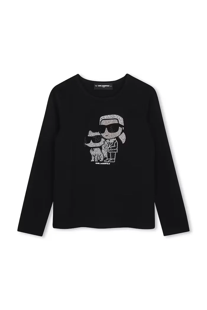 Karl Lagerfeld блуза с дълги ръкави за деца с памук черна Z31463