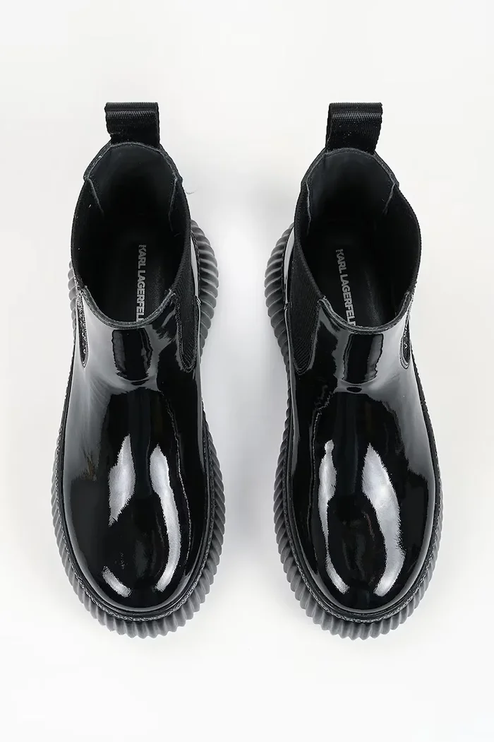Karl Lagerfeld боти челси с платформа дамски от кожа Kreeper черни KL42340