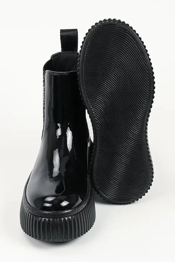 Karl Lagerfeld боти челси с платформа дамски от кожа Kreeper черни KL42340