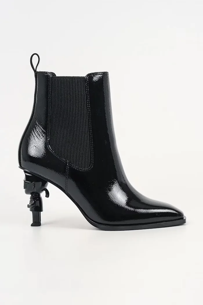 Karl Lagerfeld боти обувки с платформа дамски от кожа Karl Nft Heel черни KL39146