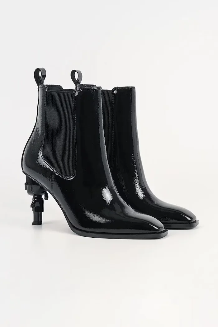 Karl Lagerfeld боти обувки с платформа дамски от кожа Karl Nft Heel черни KL39146