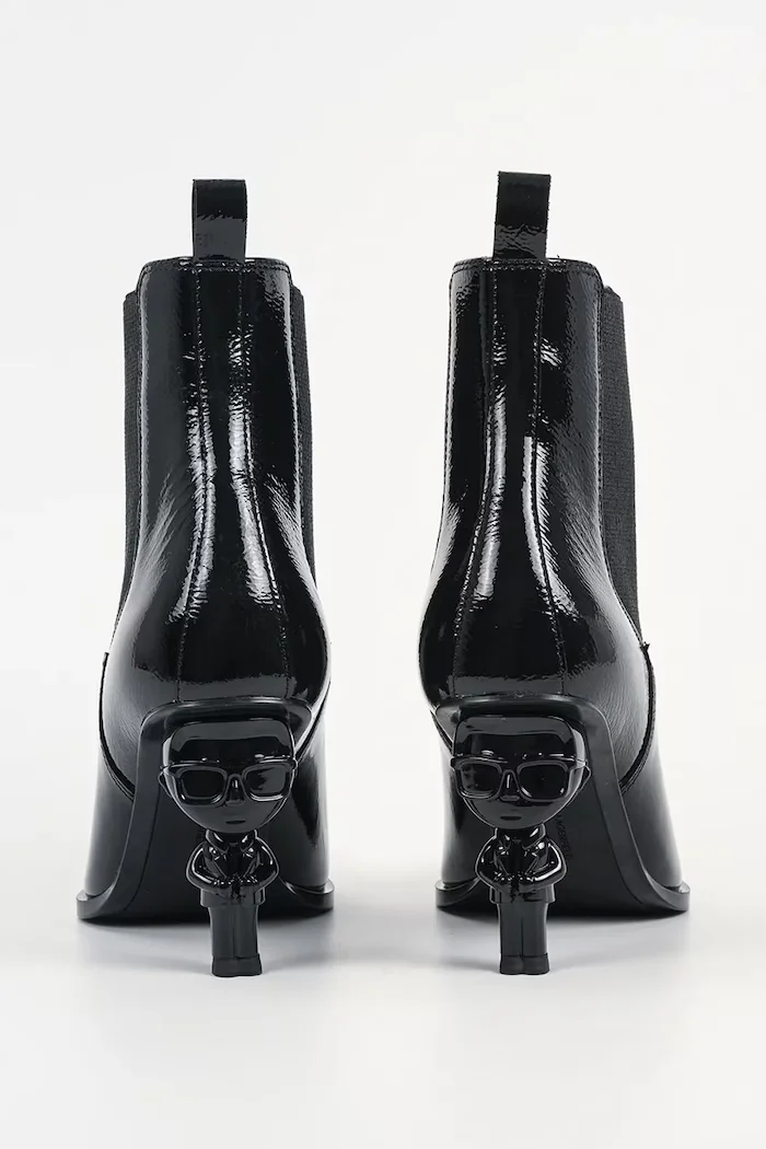 Karl Lagerfeld боти обувки с платформа дамски от кожа Karl Nft Heel черни KL39146