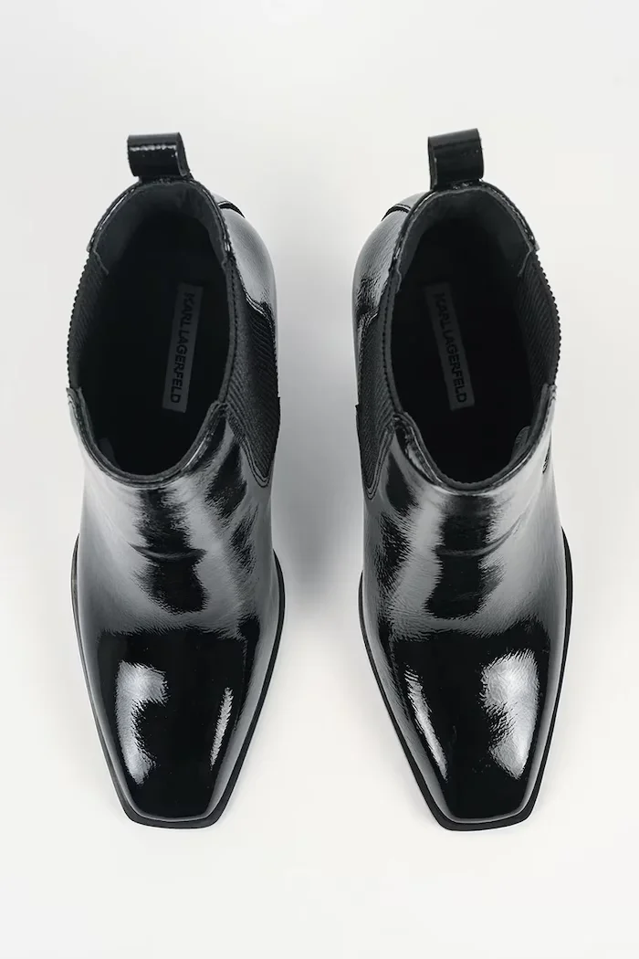 Karl Lagerfeld боти обувки с платформа дамски от кожа Karl Nft Heel черни KL39146