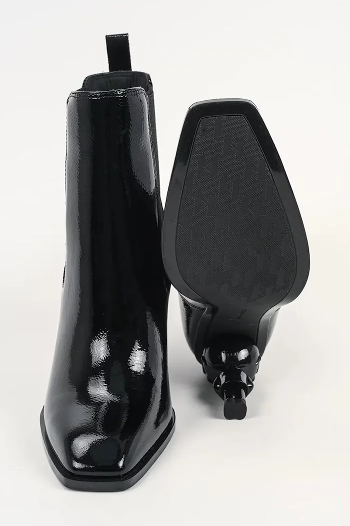 Karl Lagerfeld боти обувки с платформа дамски от кожа Karl Nft Heel черни KL39146