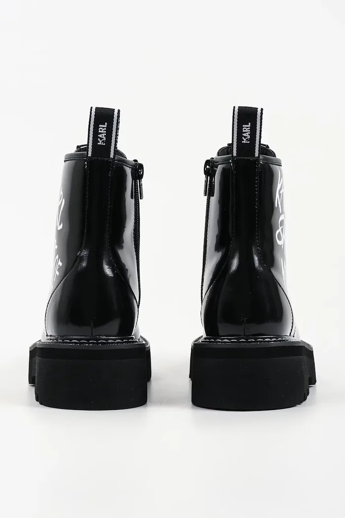 Karl Lagerfeld боти с платформа дамски от кожа Kyla черни KL43455C