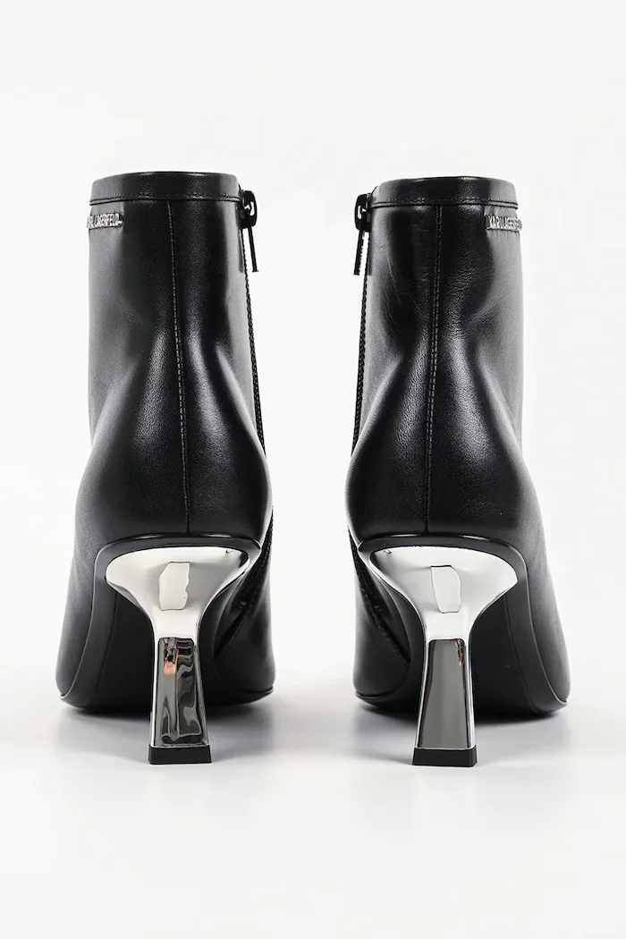 Karl Lagerfeld боти с тънък ток дамски от кожа Karmel черни KL33635