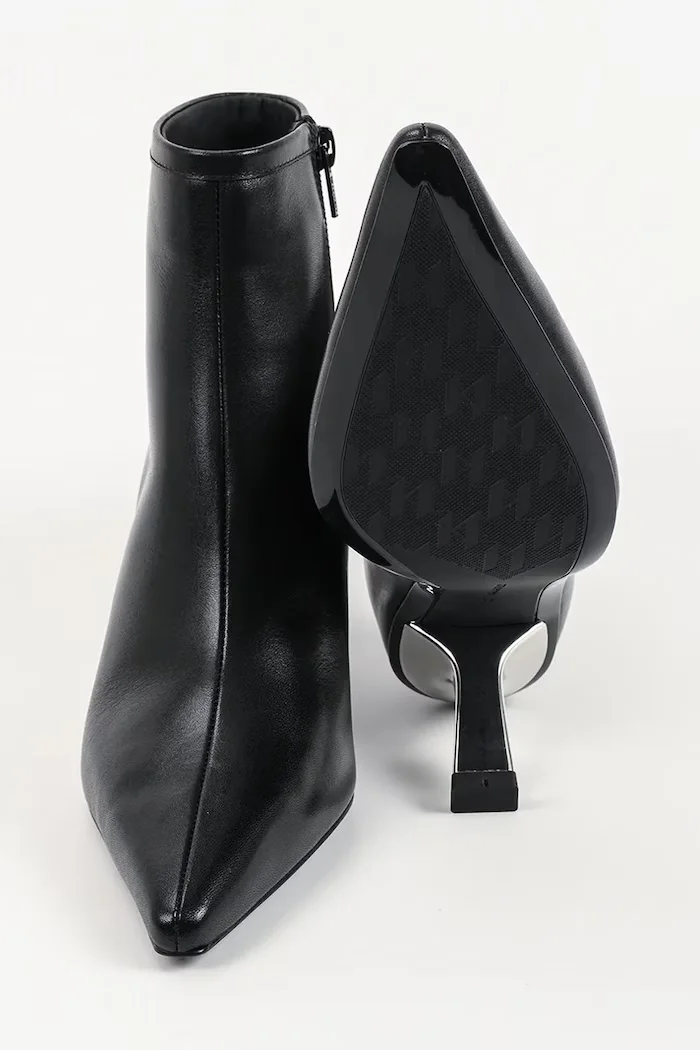 Karl Lagerfeld боти с тънък ток дамски от кожа Karmel черни KL33635
