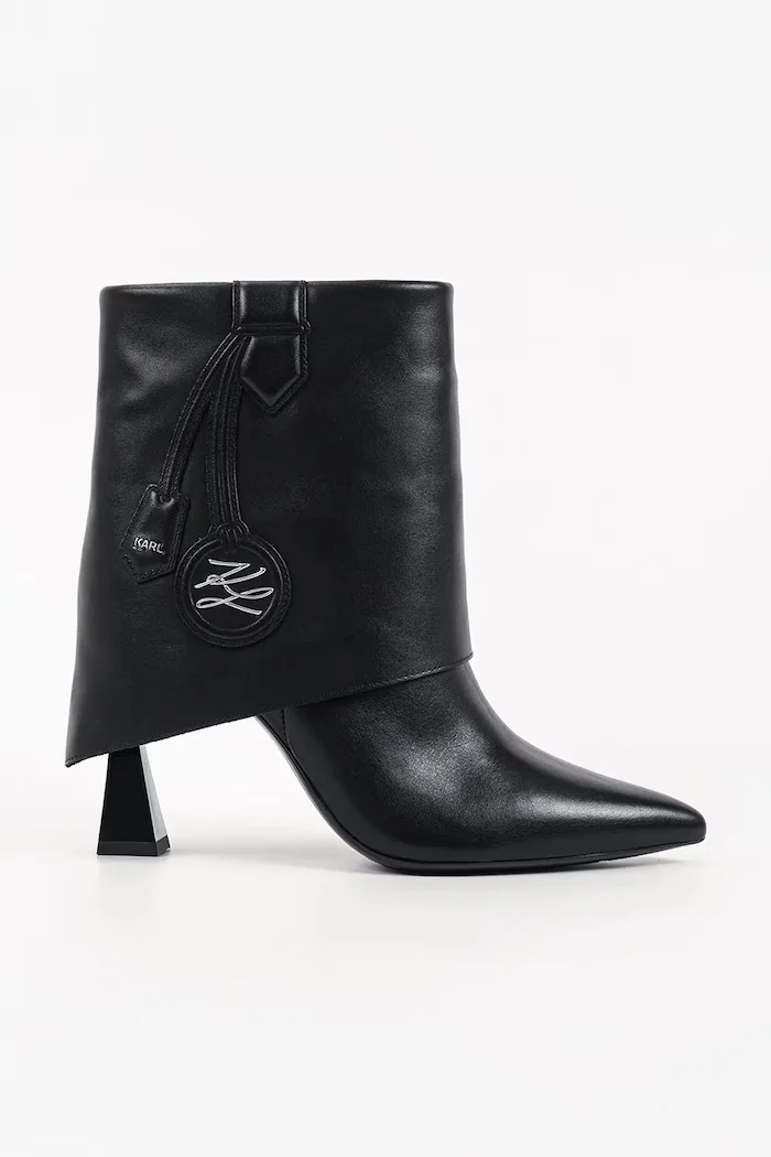 Karl Lagerfeld боти с висок ток дамски от кожа Debutante черни KL32045A