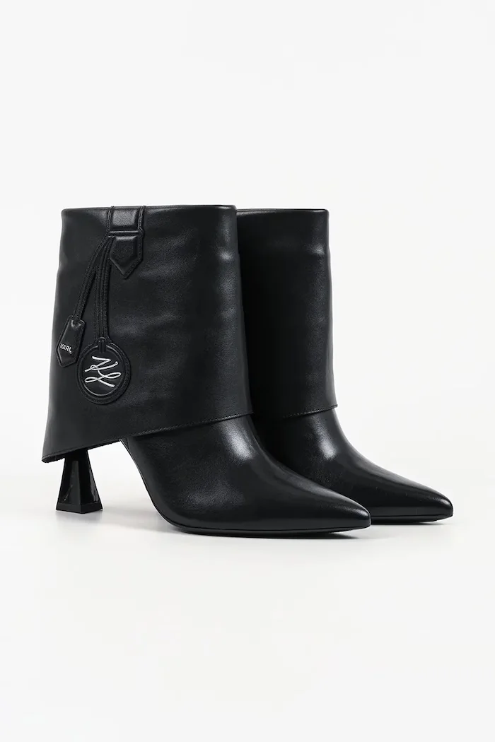 Karl Lagerfeld боти с висок ток дамски от кожа Debutante черни KL32045A