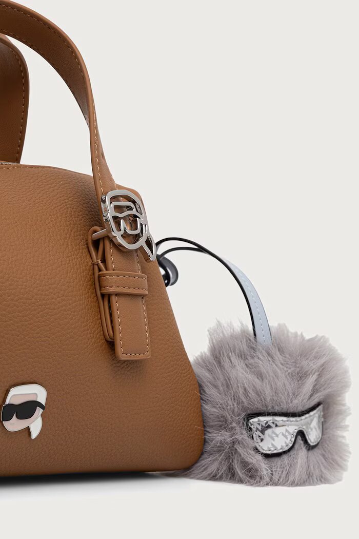 Karl Lagerfeld чанта crossbody дамска от имитация на кожа IKON кафява B4W30082