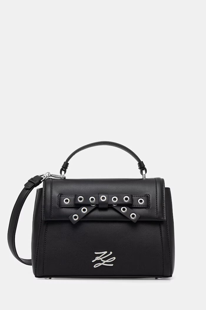 Karl Lagerfeld чанта crossbody дамска от кожа K/AUTOGRAPH черна B3W30051