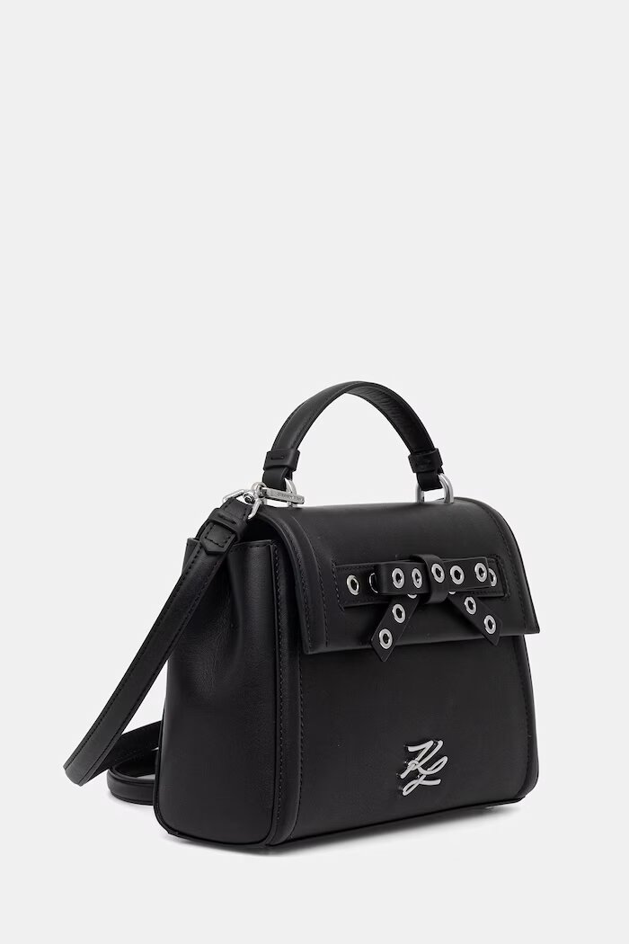 Karl Lagerfeld чанта crossbody дамска от кожа K/AUTOGRAPH черна B3W30051