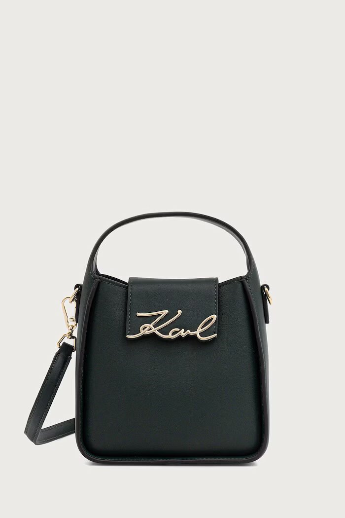 Karl Lagerfeld чанта crossbody дамска от кожа K/SIGNATURE зелена B4W30008