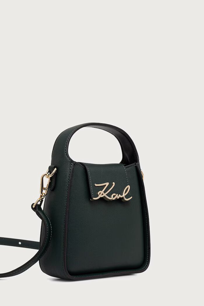 Karl Lagerfeld чанта crossbody дамска от кожа K/SIGNATURE зелена B4W30008
