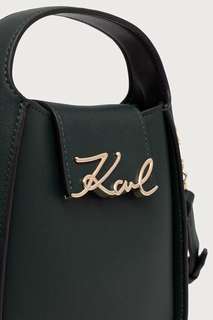 Karl Lagerfeld чанта crossbody дамска от кожа K/SIGNATURE зелена B4W30008