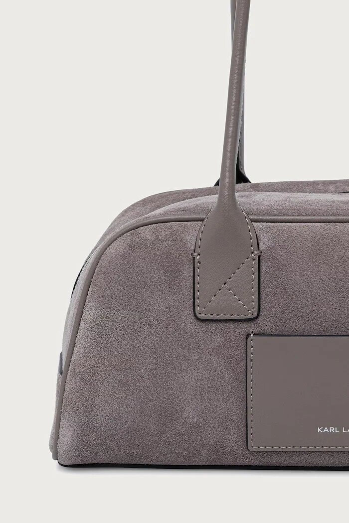 Karl Lagerfeld чанта дамска от велур K/DAILY сива B4W30326