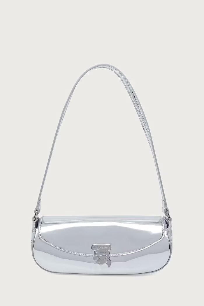 Karl Lagerfeld чанта тип багета дамска от кожа IKON сребърна B4W30115