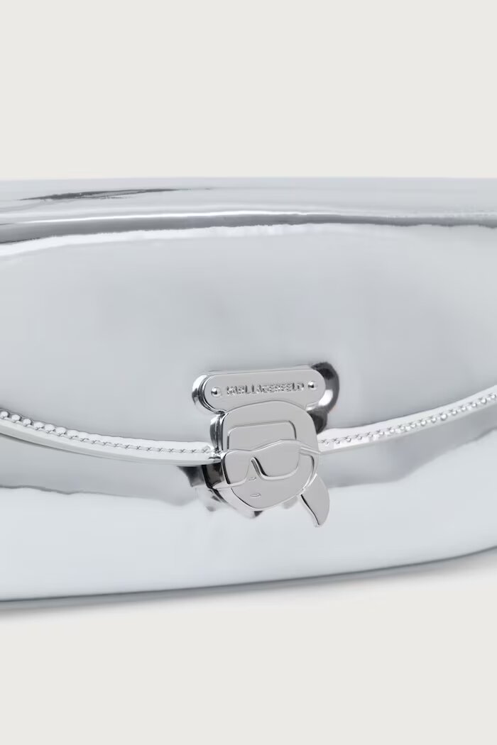 Karl Lagerfeld чанта тип багета дамска от кожа IKON сребърна B4W30115