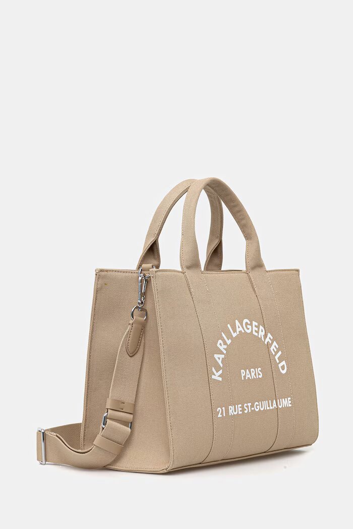 Karl Lagerfeld чанта tote дамска от памук K/RSG бежова A1W50010