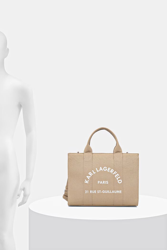 Karl Lagerfeld чанта tote дамска от памук K/RSG бежова A1W50010