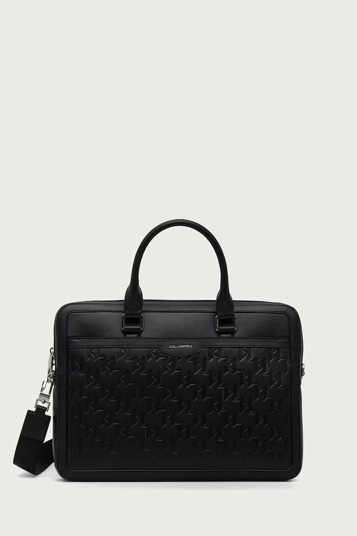 Karl Lagerfeld чанта за лаптоп мъжка от кожа K/LOOM черна B4M30211