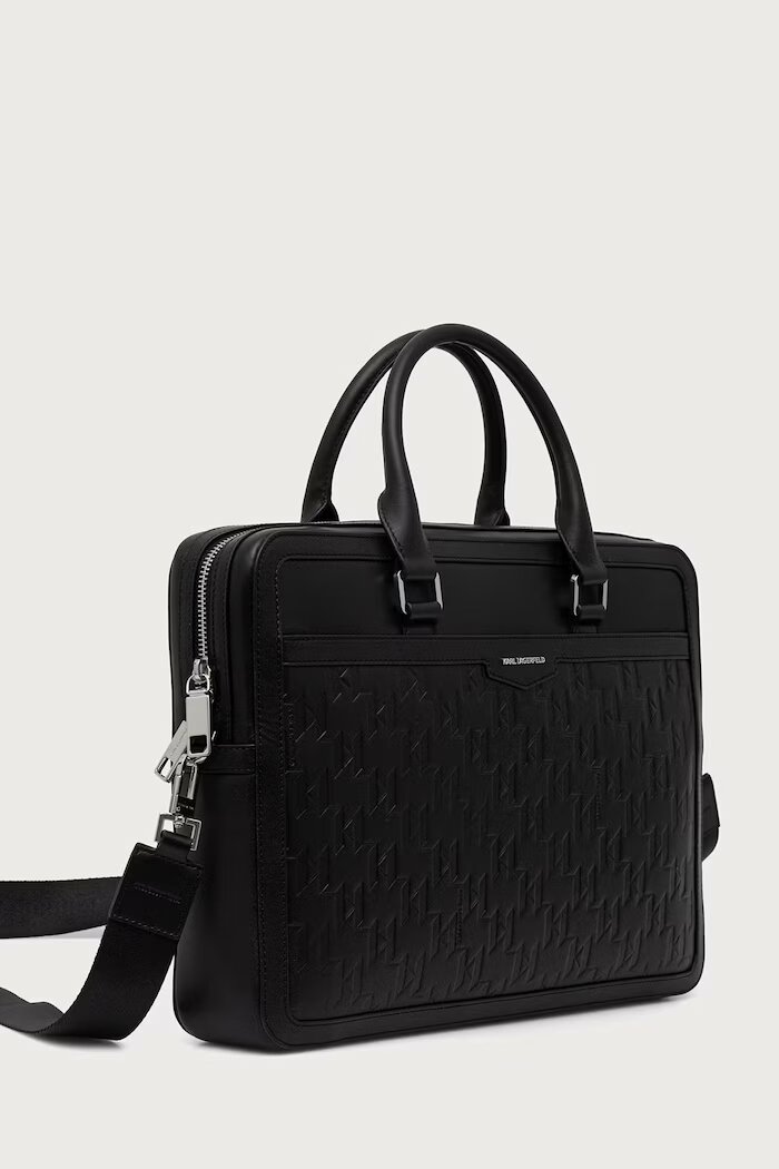 Karl Lagerfeld чанта за лаптоп мъжка от кожа K/LOOM черна B4M30211
