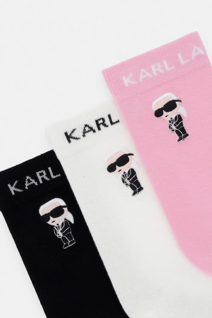 Karl Lagerfeld чорапи дамски с памук K/IKON 3 броя розови A4W47037