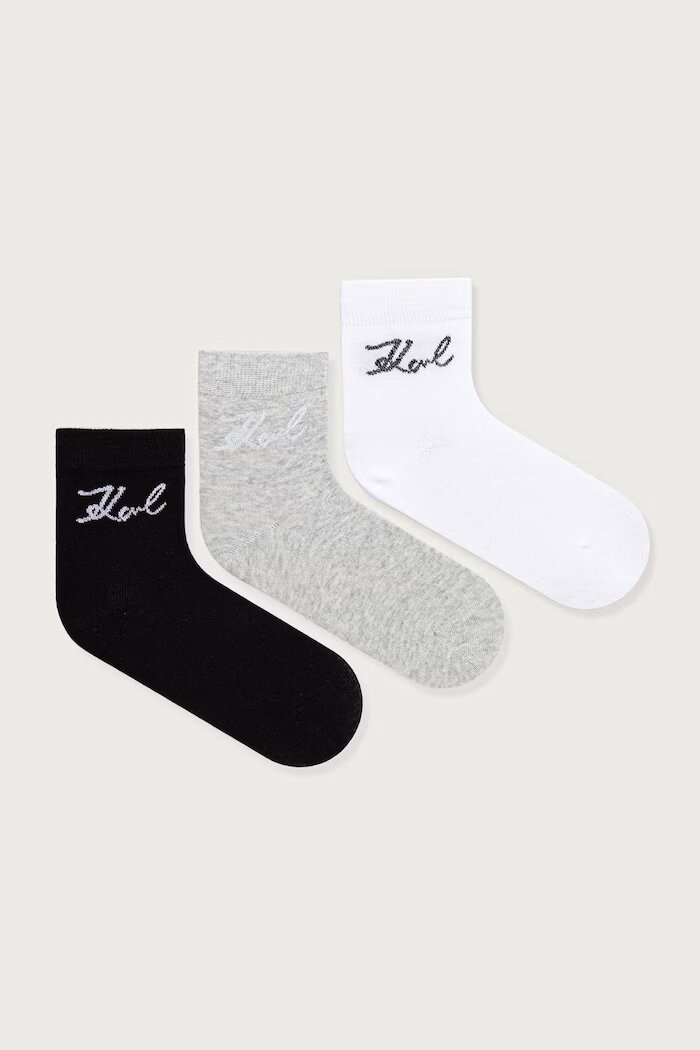 Karl Lagerfeld чорапи дамски с памук K/SIGNATURE 3 броя черни A4W47031