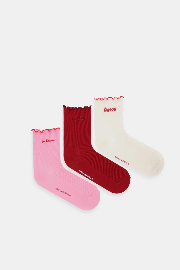 Karl Lagerfeld Чорапи KARL SLOGAN (3 чифта) в розово B1W47039