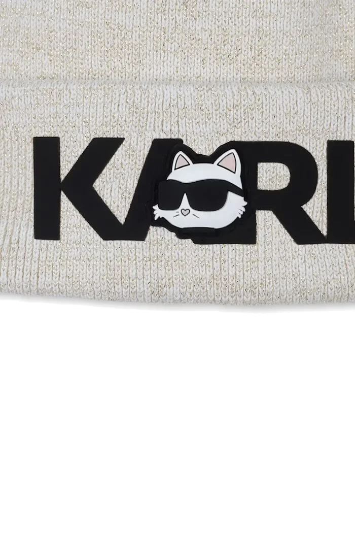 Karl Lagerfeld Детска памучна шапка и шал в бежово Z31013