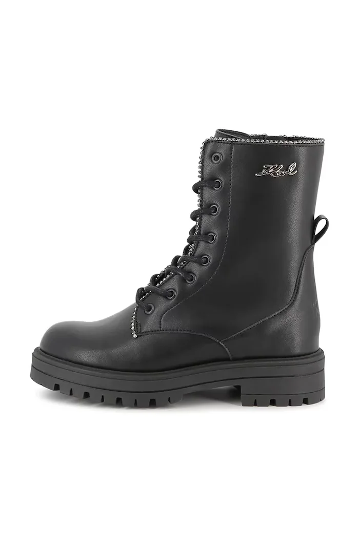 Karl Lagerfeld Детски кожени ботуши в черно Z30983