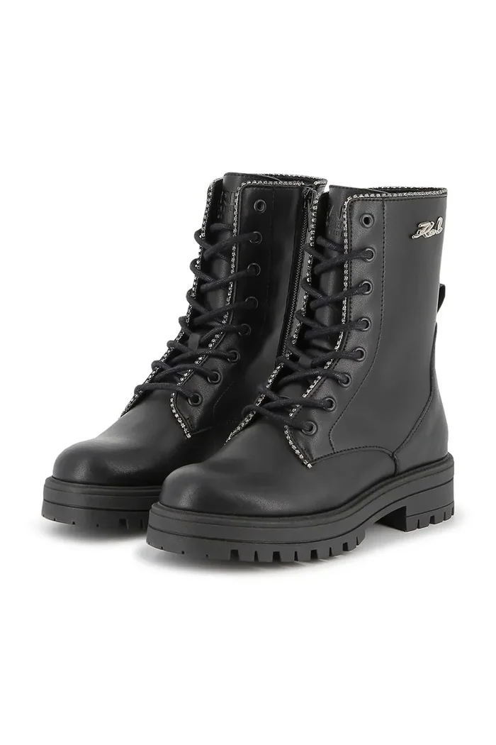 Karl Lagerfeld Детски кожени ботуши в черно Z30983