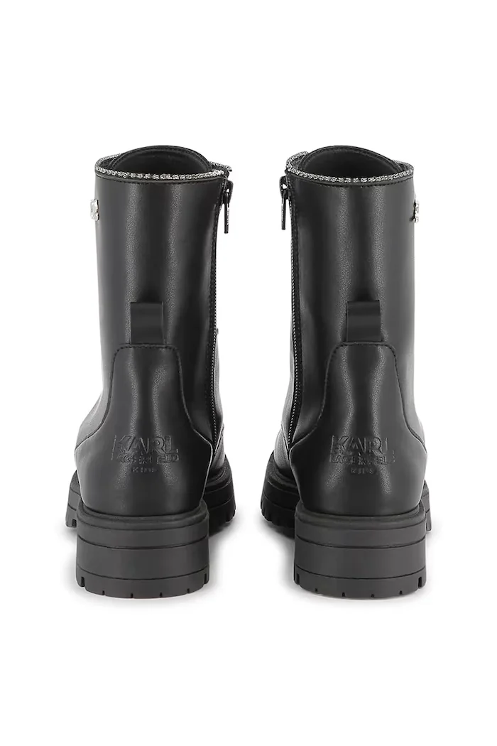 Karl Lagerfeld Детски кожени ботуши в черно Z30983