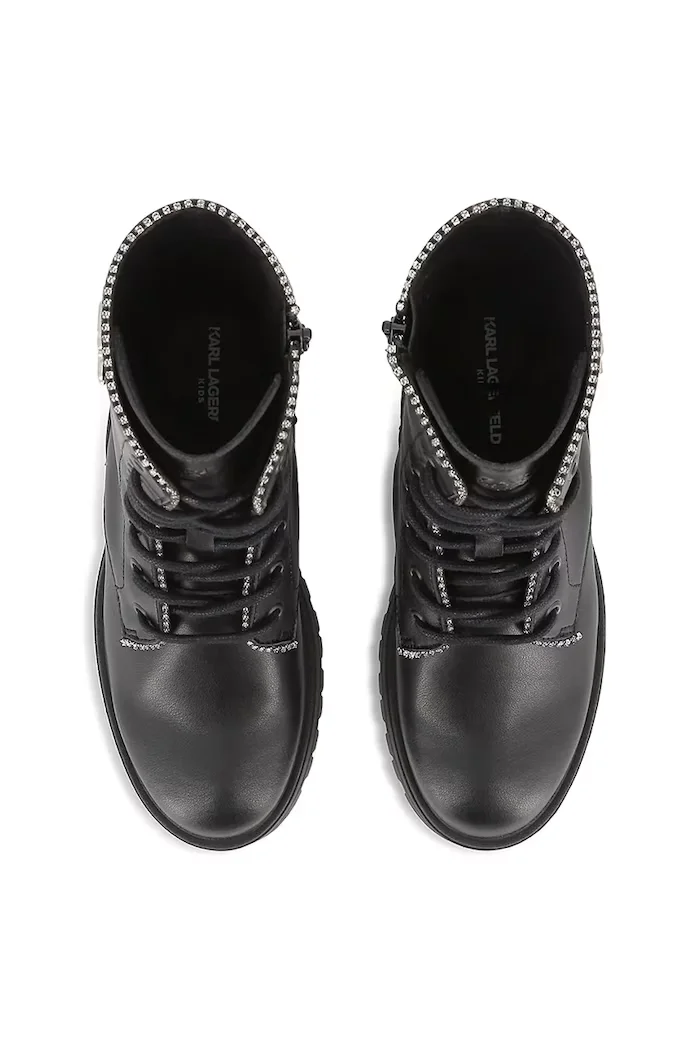 Karl Lagerfeld Детски кожени ботуши в черно Z30983