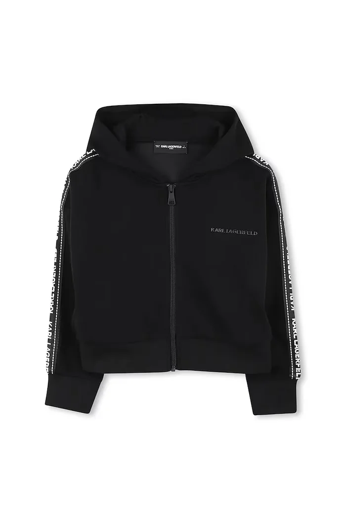 Karl Lagerfeld Детски суичър в черно с качулка с апликация Z30609