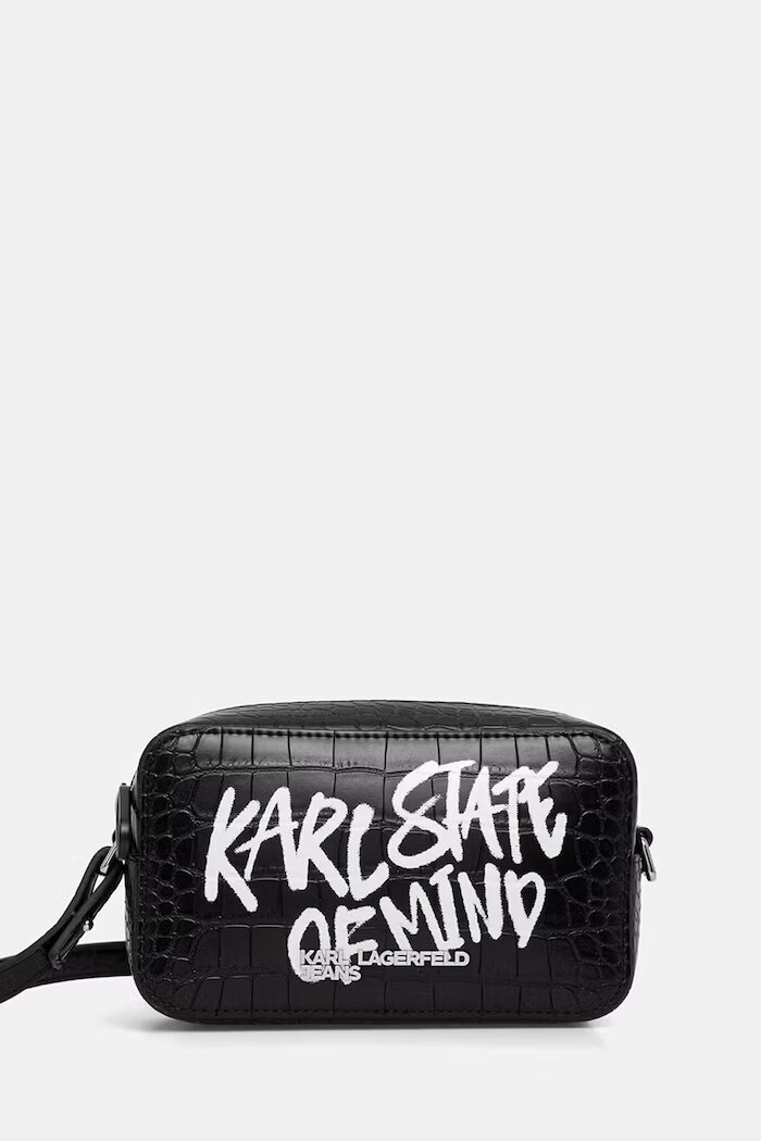 KARL LAGERFELD JEANS чанта crossbody дамска от имитация на кожа черна B3W30287