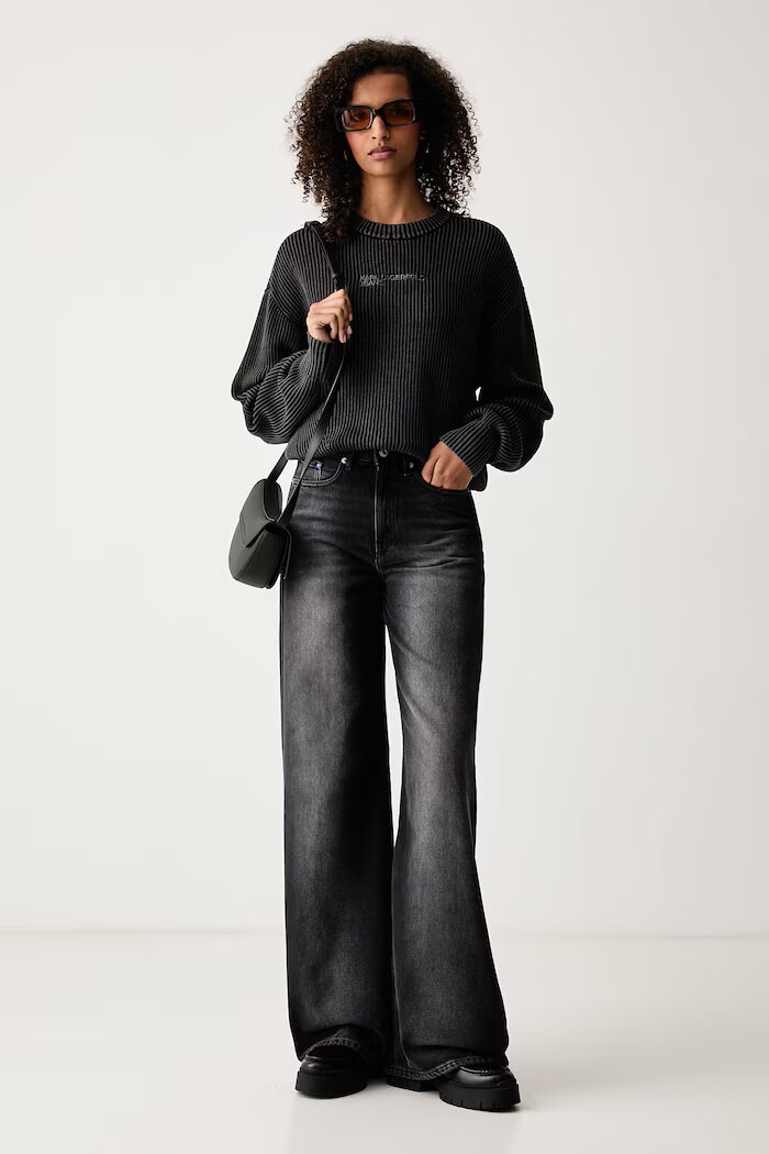 KARL LAGERFELD JEANS дънки relaxed fit дамски черни B4W10049