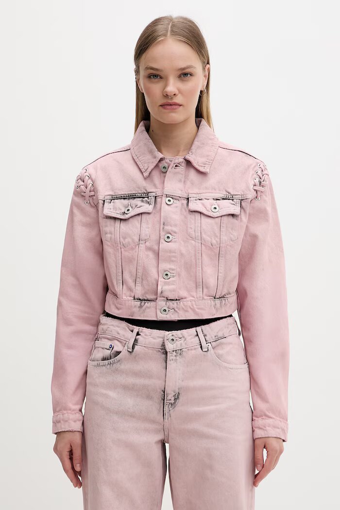 KARL LAGERFELD JEANS Дънково яке дамско от деним розово B2W14035