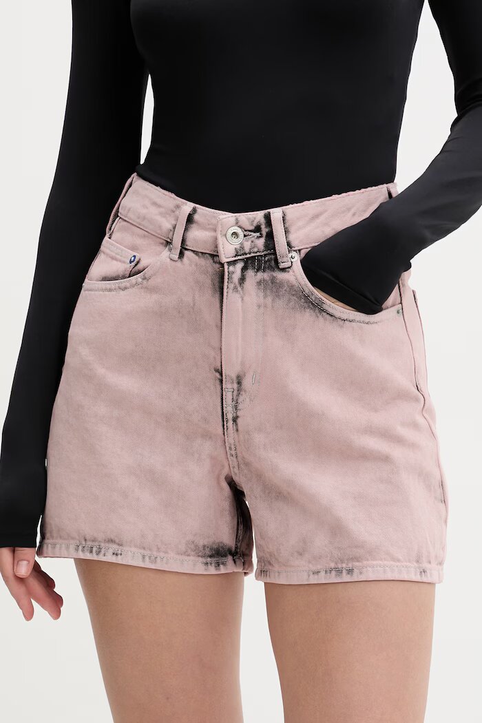 KARL LAGERFELD JEANS къс панталон дамски от деним розов B2W10072